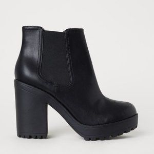 H&M Black Faux-Leather Booties